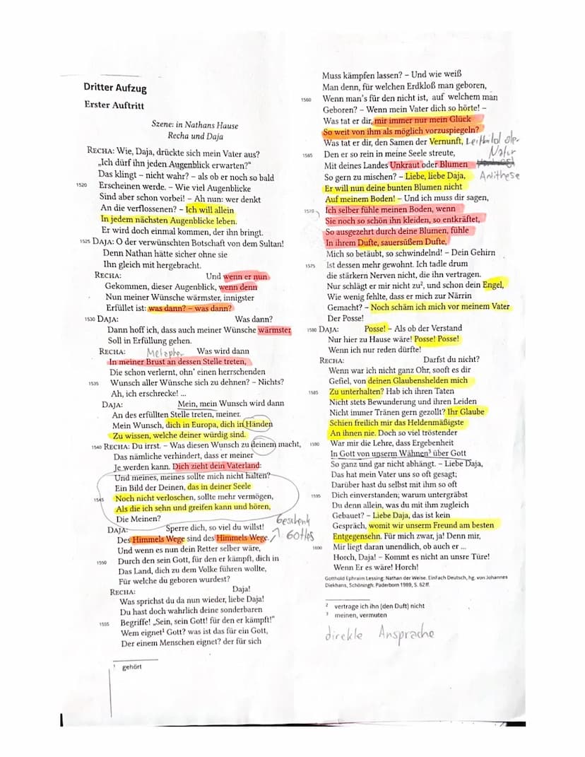 Klausur Nr.2 Berichtigung
Nathan der Weise & Szene 3.1.
Aufgabe 1
Der erste Auftritt des dritten Auszugs aus dem Drama, Nathan der Weise",
v