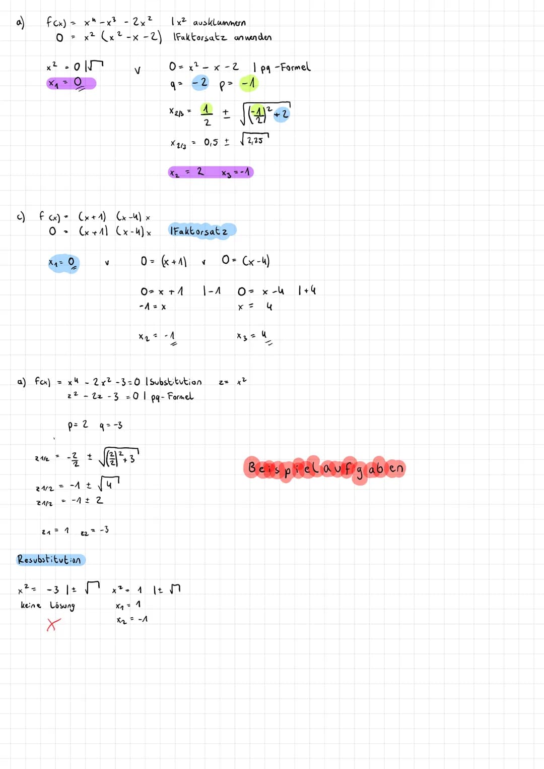 Nullstellen sind die Stellen auf der x-Achse, an denen der Funktionsgraph die x-Achse schneidet
Lösungsansate faj = 0
Linearen Funktionen (g