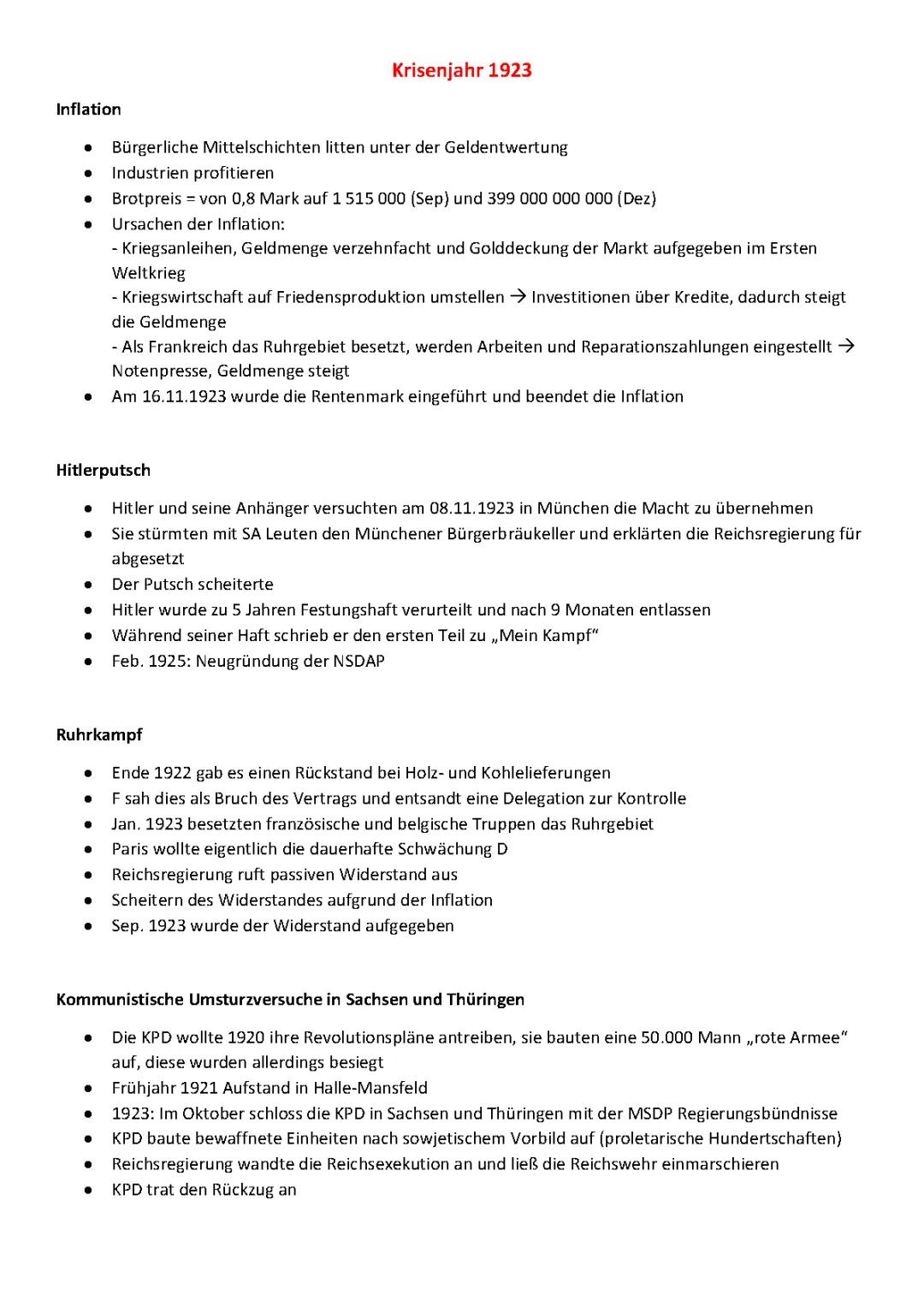 Krisenjahr 1923: Gewinner und Verlierer der Inflation, Hitlerputsch und Kommunistische Aufstände einfach erklärt