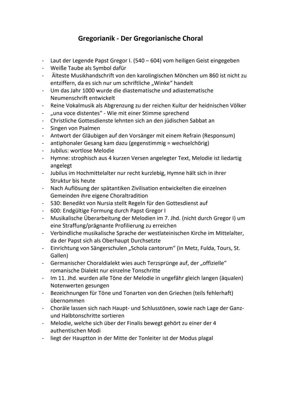 -
Gregorianik - Der Gregorianische Choral
Laut der Legende Papst Gregor I. (540-604) vom heiligen Geist eingegeben
Weiße Taube als Symbol da
