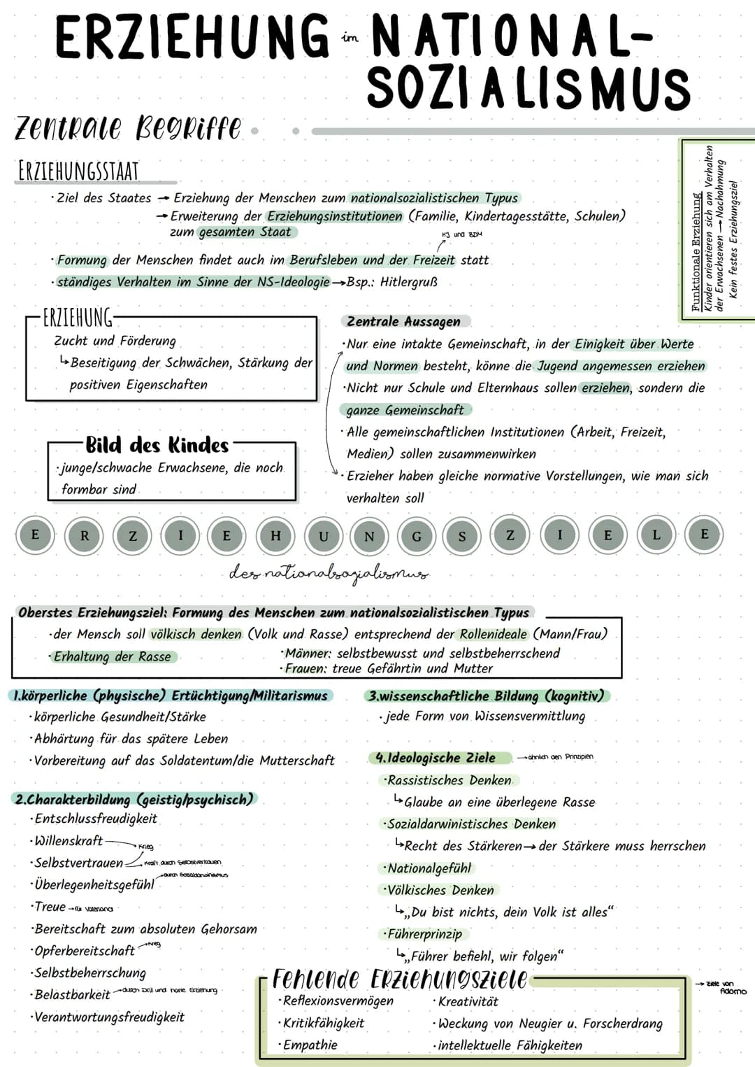 ERZIEHUNG -NATIONAL-
SOZIALISMUS
Zentrale Begriffe -
ERZIEHUNGSSTAAT
• Ziel des Staates - Erziehung der Menschen zum nationalsozialistischen