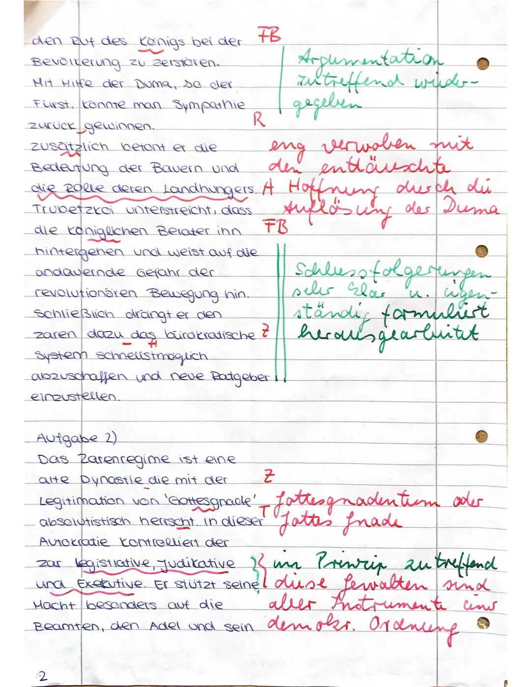 Klausur Nr. 1 Ge 1 12/ Rek
Thema: Die russischen Revolution 1905
Name: Paula Stumpf
28 Zur Lage nach der Auflösung der Ersten Duma
Aus dem B