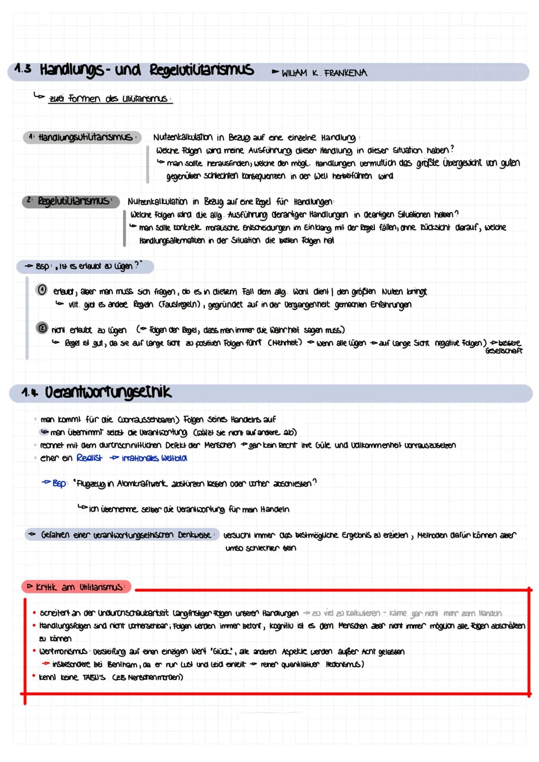 O
utilitaristische rethik~
UTILITARISMUS: Diejenige Handlung (bew. Handlungsregel) ist richtig, deren Folgen für das Wohlergenen aller
Betro