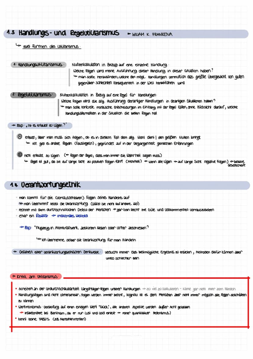 O
utilitaristische rethik~
UTILITARISMUS: Diejenige Handlung (bew. Handlungsregel) ist richtig, deren Folgen für das Wohlergenen aller
Betro