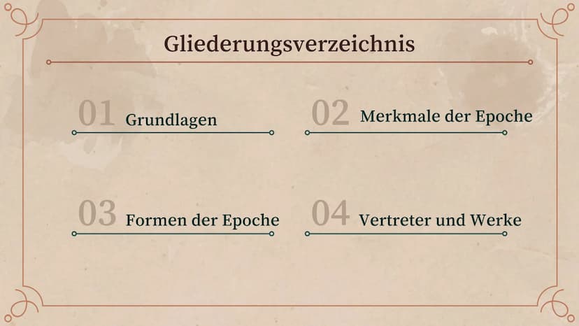 speler
Sturm
und Drang
Ne Gliederungsverzeichnis
01 Grundlagen
03
Formen der Epoche
02 Merkmale der Epoche
04 Vertreter und Werke
16. Sturm 