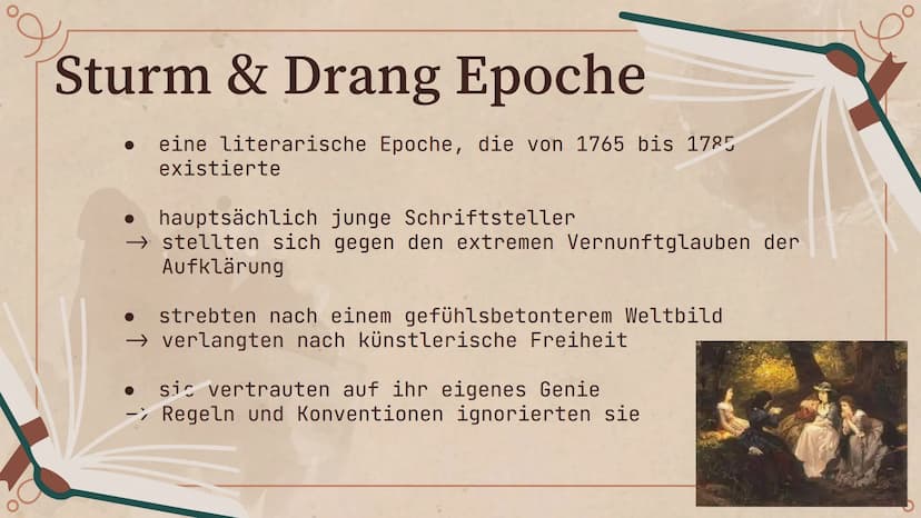 speler
Sturm
und Drang
Ne Gliederungsverzeichnis
01 Grundlagen
03
Formen der Epoche
02 Merkmale der Epoche
04 Vertreter und Werke
16. Sturm 