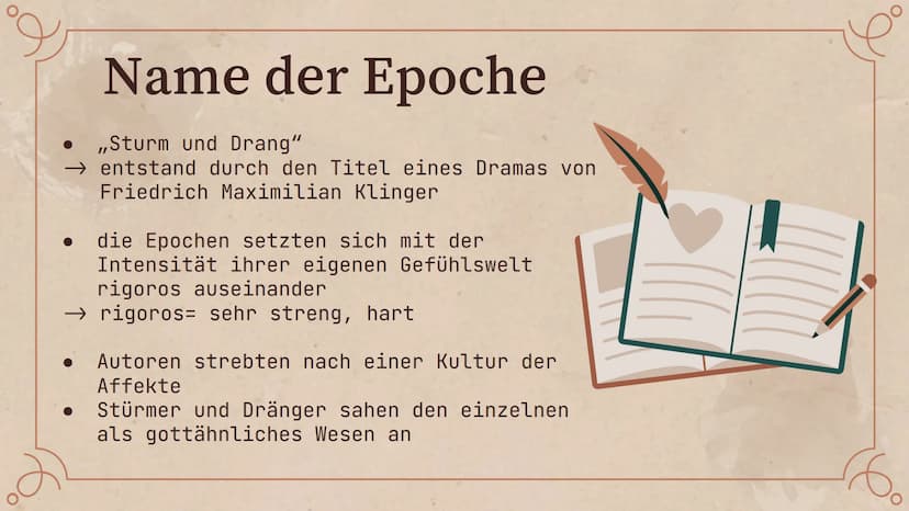 speler
Sturm
und Drang
Ne Gliederungsverzeichnis
01 Grundlagen
03
Formen der Epoche
02 Merkmale der Epoche
04 Vertreter und Werke
16. Sturm 