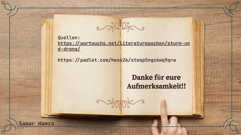 speler
Sturm
und Drang
Ne Gliederungsverzeichnis
01 Grundlagen
03
Formen der Epoche
02 Merkmale der Epoche
04 Vertreter und Werke
16. Sturm 