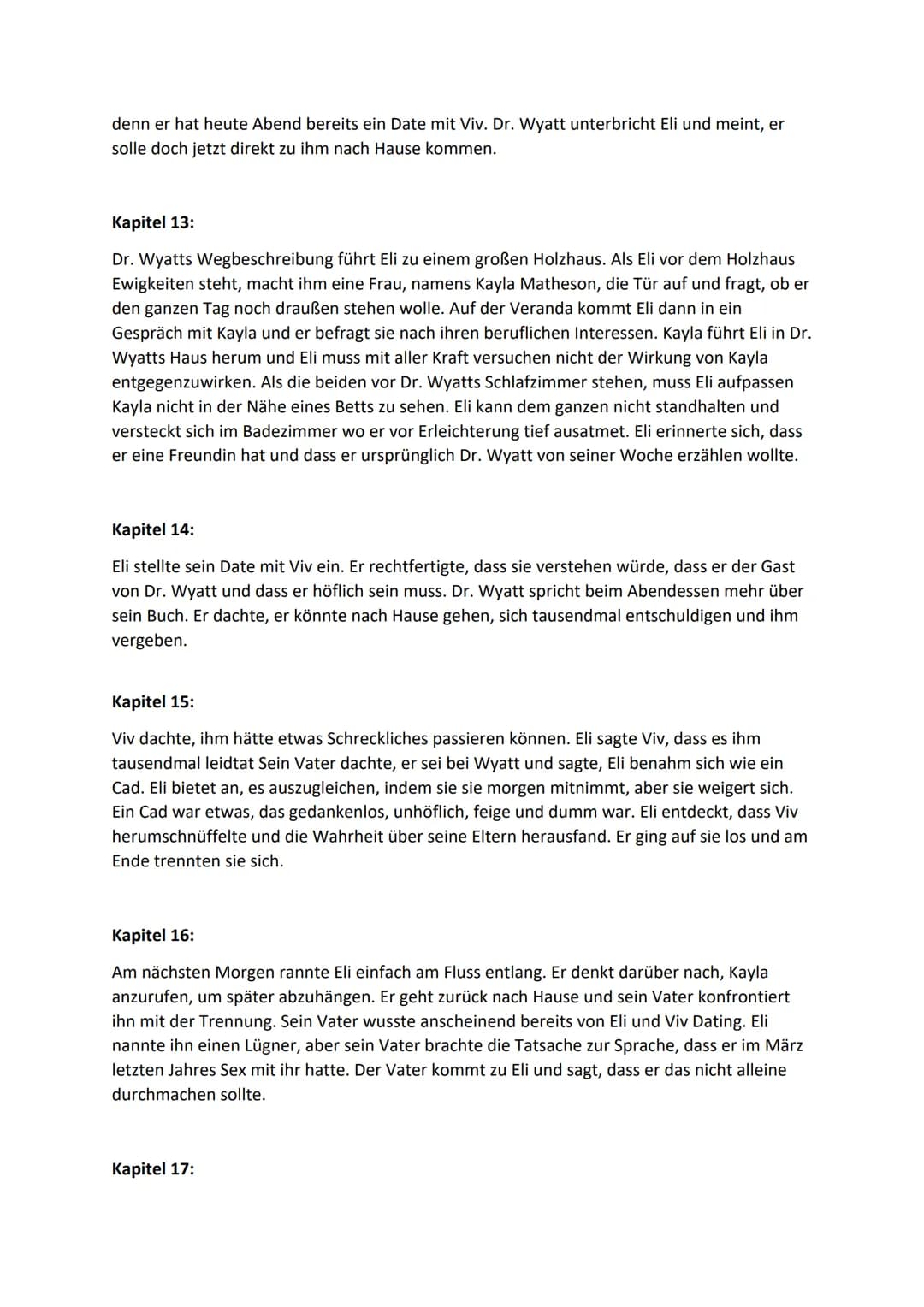 Double Helix Kapitelzusammenfassung
Kapitel 1:
In diesem Kapitel befindet sich Eli erstmals im Gebäude von Wyatt Transgenics. Ungeduldig
und