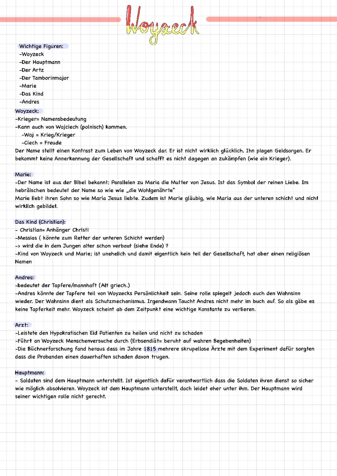 Woyzeck Zusammenfassung und Stilmittel - Charakterisierungen und Sprache