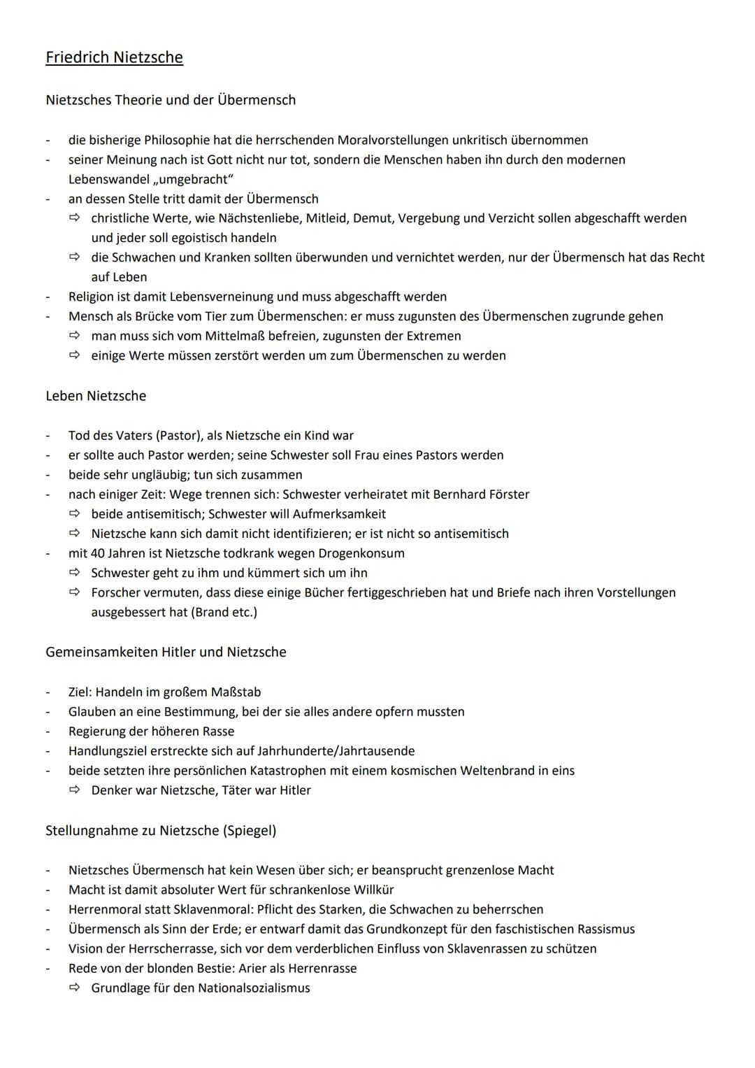 Friedrich Nietzsche
Nietzsches Theorie und der Übermensch
die bisherige Philosophie hat die herrschenden Moralvorstellungen unkritisch übern