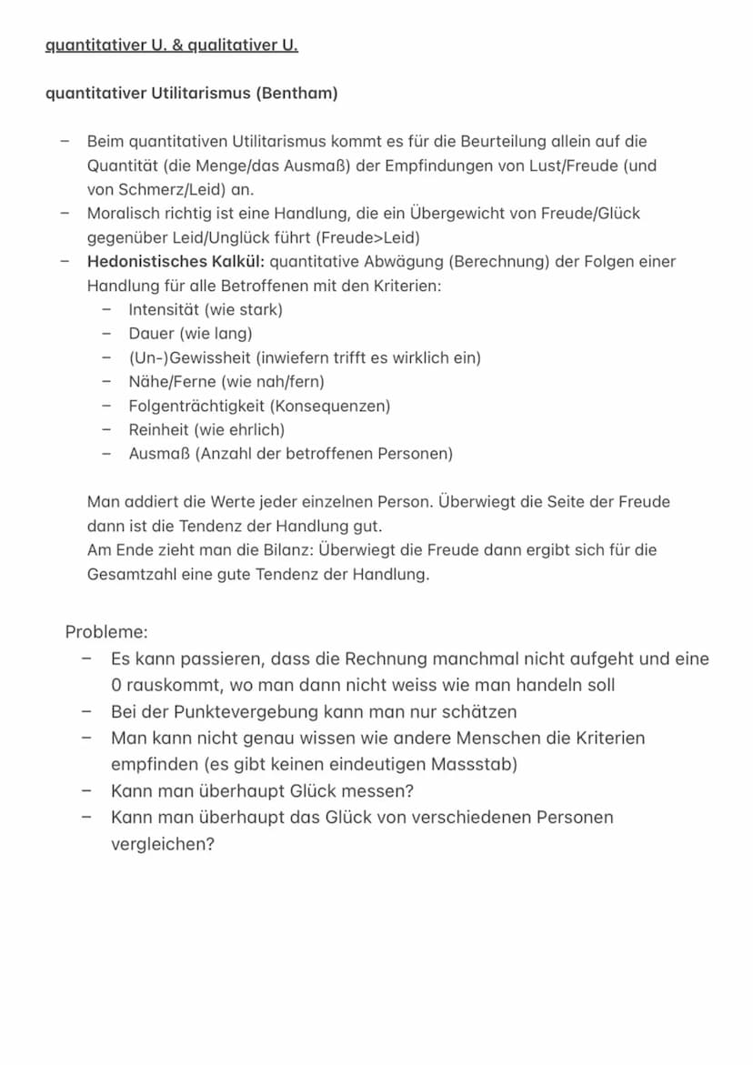 Grundlagen des Utilitarismus
Beim Utilitarismus wird die Richtigkeit einer Handlung nach der Nützlichkeit
ihrer Folgen beurteilt (?). Für di