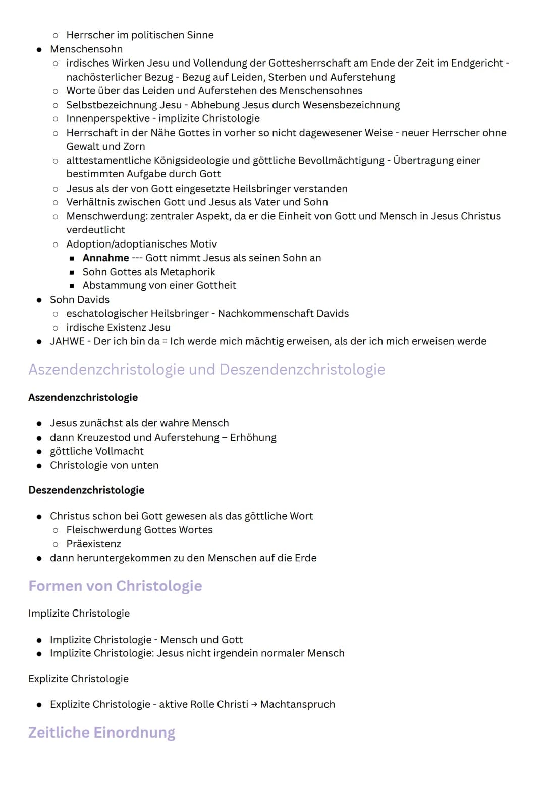 STUDY PLAN
Religion - mündliches Abitur
Christologie
Lehre von der Person und dem Werk Christi
Unterscheidung: historischer Jesus (biographi
