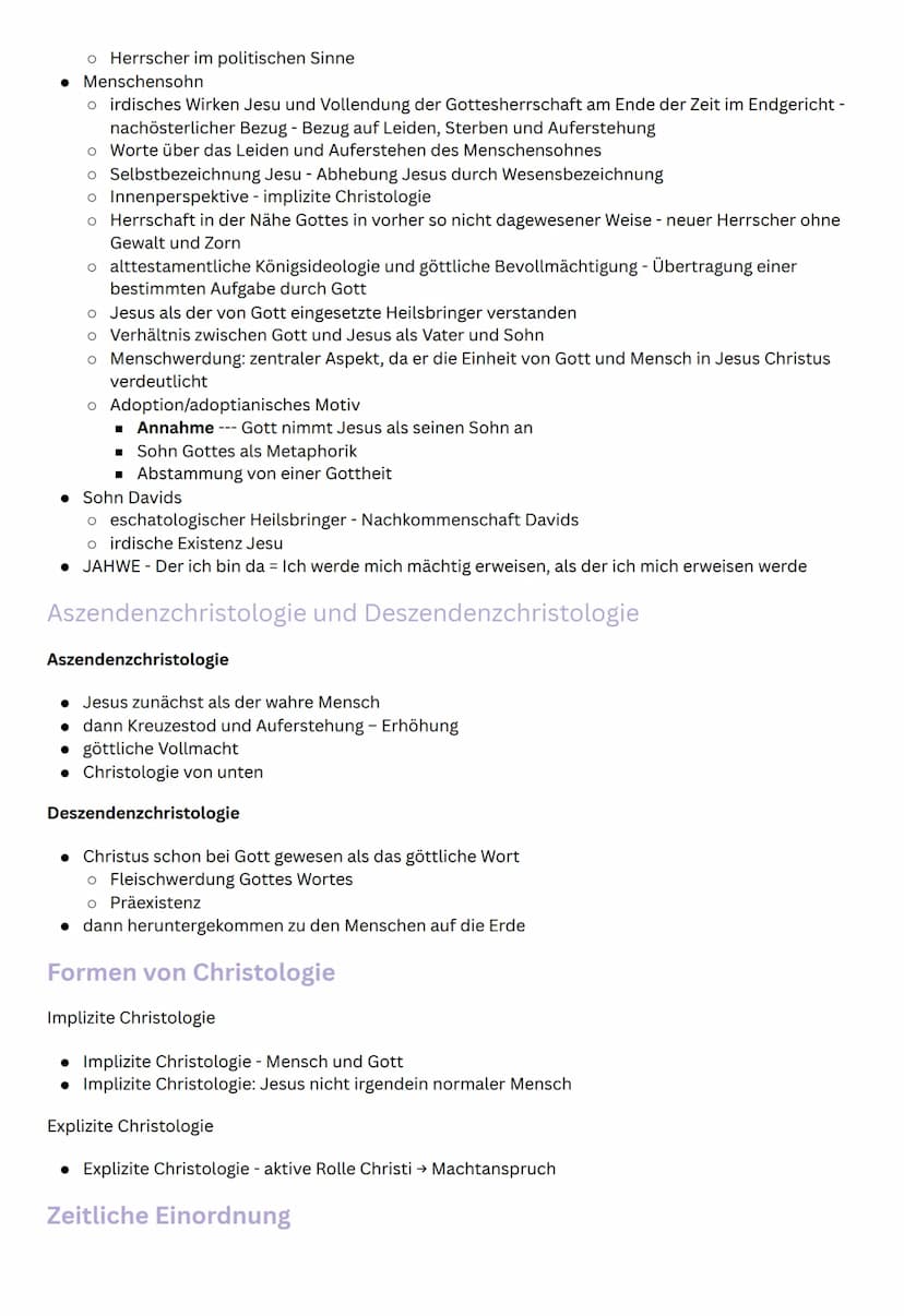 STUDY PLAN
Religion - mündliches Abitur
Christologie
Lehre von der Person und dem Werk Christi
Unterscheidung: historischer Jesus (biographi