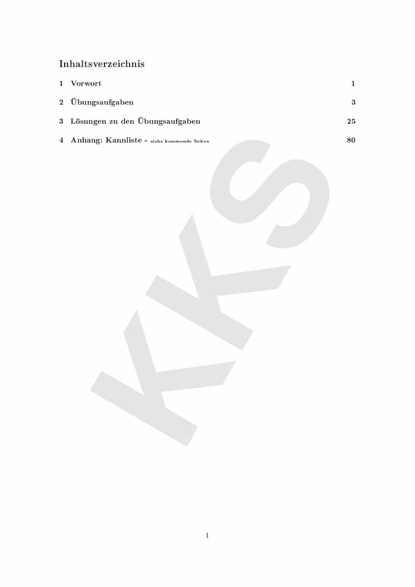 Übungsaufgaben zur Kannliste
Verfasser: Vayu Schindler
Version:
1
Datum: 3. Februar 2022
KARL KÜBEL SCHULE
E-Phase
KK Inhaltsverzeichnis
1 V