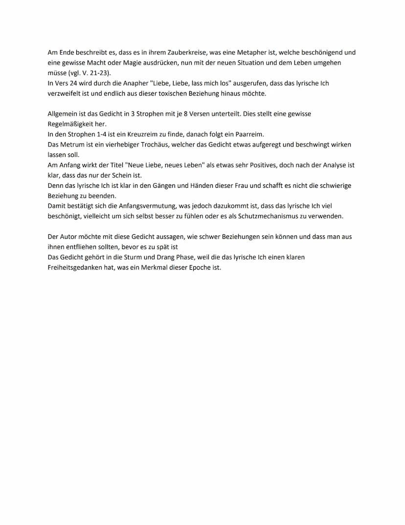 Gedichtsanalyse "Neue Liebe, neues Leben" (KA Deutsch,
Klasse 10)
Johann Wolfgang Goethe
Manche Beziehungen sind kompliziert und es fällt sc