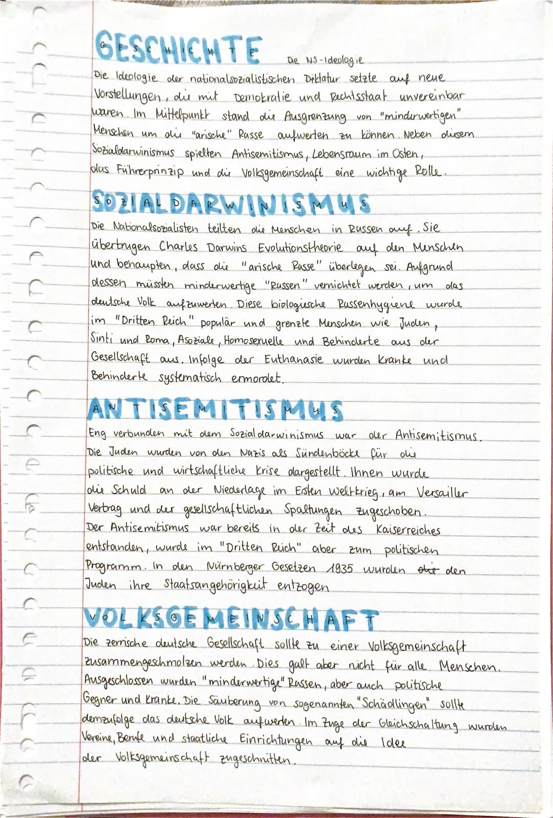 CC
C
fa
DI
f
GESCHICHTE
Die NS-Ideologie
Die Ideologie der nationalsozialistischen Diktatur setzte auf neue
Vorstellungen, die mit Demokrati