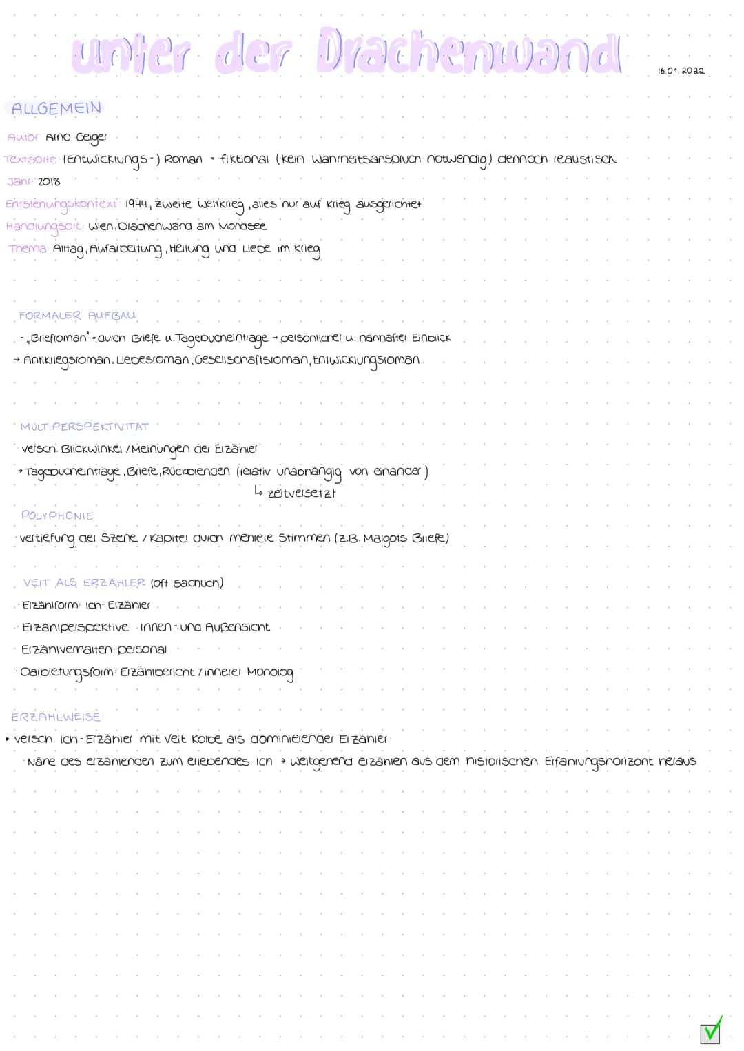 unter der Drachenwand
ALLGEMEIN
Autor Alno Geiger
Textsoite: (Entwicklungs-) Roman fiktional (kein wanineitsanspruch notwendig) dennoch real