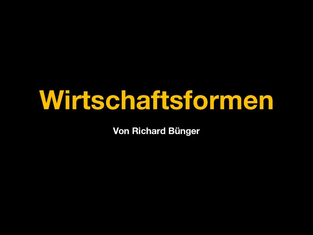 Wirtschaftsformen Fachvortrag 