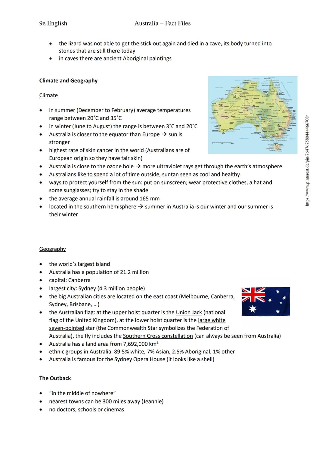 9e English
History of Australia
●
●
●
●
●
●
●
●
Aborigines
●
●
●
Australia - Fact Files
first people came from Asia between 40,000 and 70,00