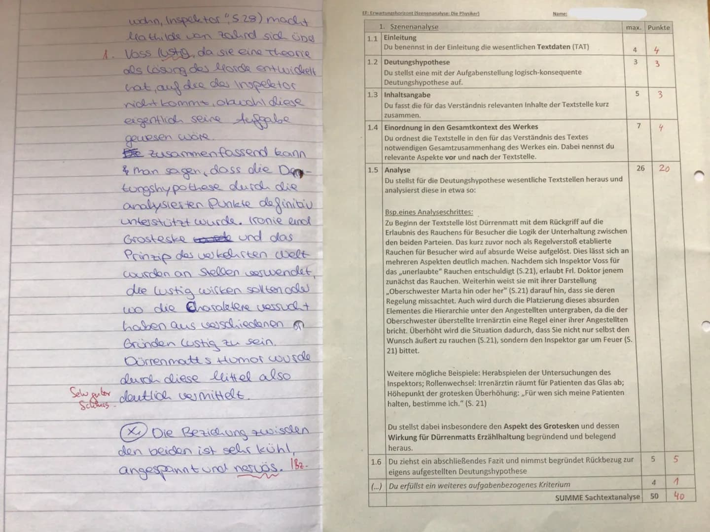 Klausur II
Gedichtanalyse
Die Physiker (Szenenanalyse)
Name des Schülers
EF/G3
Aufgabe
Analysieren Sie die gegebene Textstelle aus der Komöd