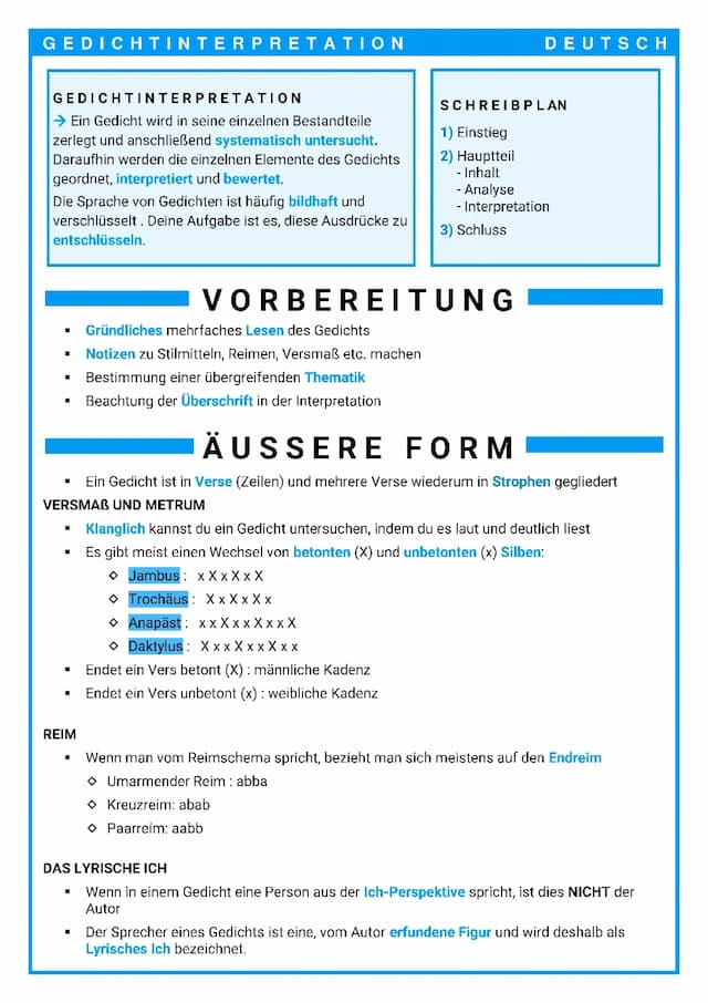 Know Gedichtinterpretation schreiben mit Analyse (Deutsch) thumbnail