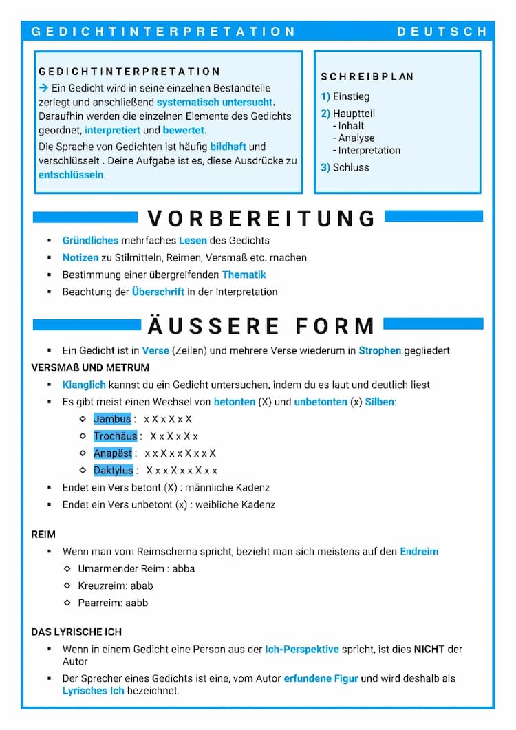 Know Gedichtinterpretation schreiben mit Analyse (Deutsch) thumbnail