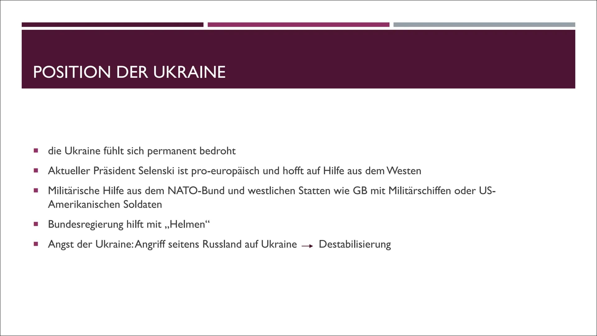 DER RUSSLAND UKRAINE KONFLIKT INHALTSVERZEICHNIS
■
■
■ Aktuelle Situation
■
■
Der Hintergrund
Der Osten des Landes
Akteure und ihre Ziele
■
