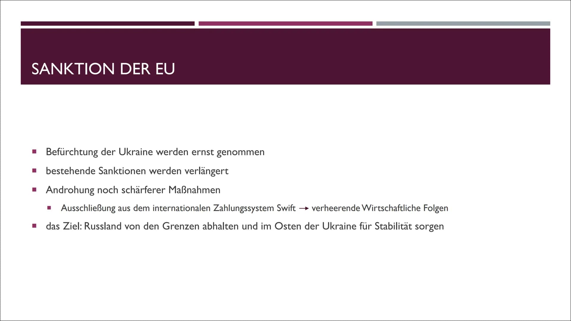 DER RUSSLAND UKRAINE KONFLIKT INHALTSVERZEICHNIS
■
■
■ Aktuelle Situation
■
■
Der Hintergrund
Der Osten des Landes
Akteure und ihre Ziele
■
