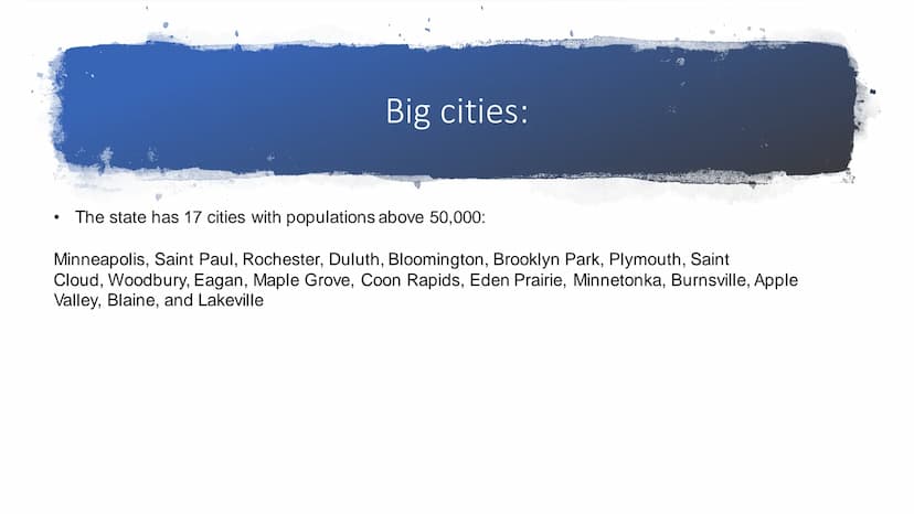Minnesota ●
General information
Geography
Big cities
Sport clubs
Sources
Content General information:
• Minnesota is a state in the Upper Mi