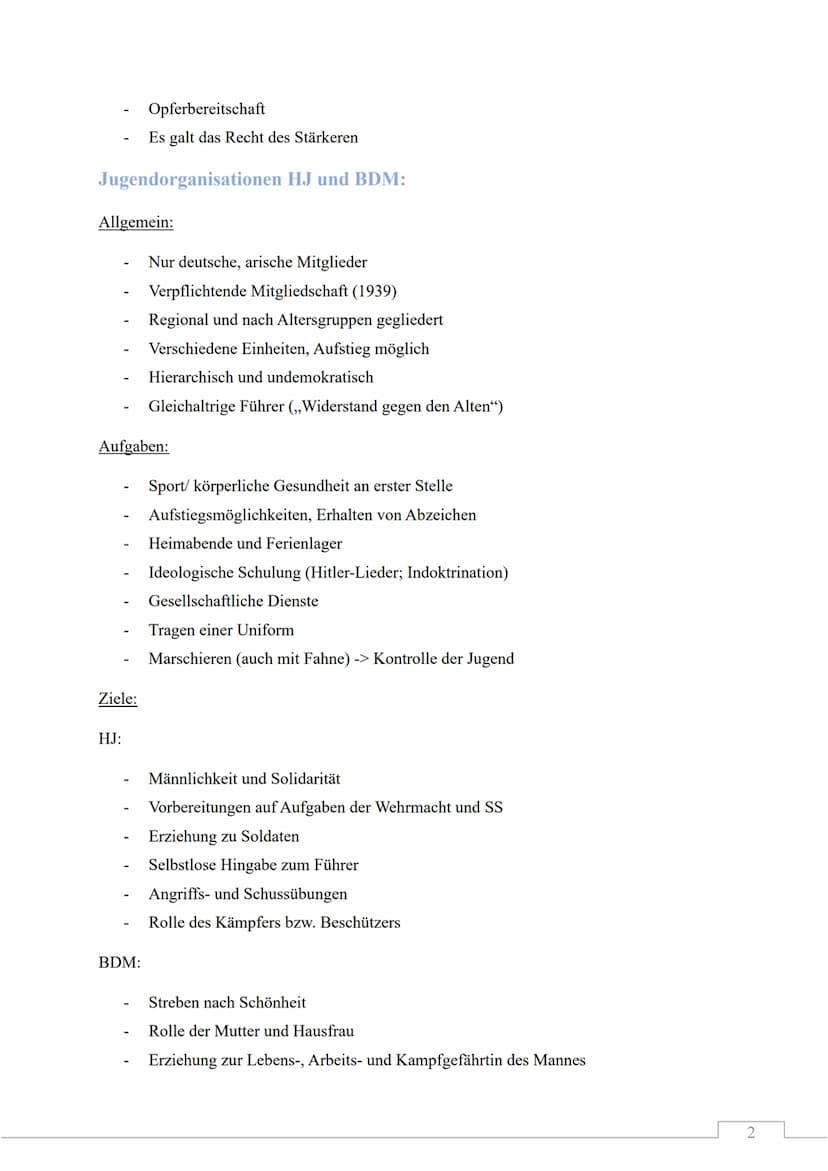ERZIEHUNG IM NATIONALSOZIALISMUS
Nationalsozialistische Erziehungsgrundsätze:
Körperliche Erziehung vor geistiger Erziehung
Charakterentwick