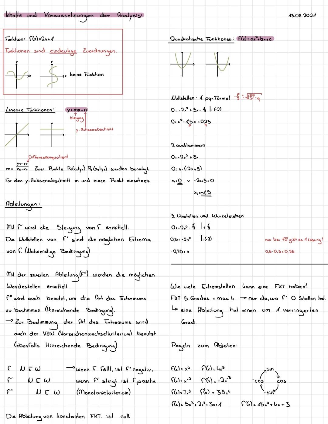 # Zusammenfassung for 1. Ulausur

Wichtige Regeln.

f(x)= 2x²+x - 2x²+x+x gerade

•Steigungsdreiech: Hohenunterschied durch Horizontalunters
