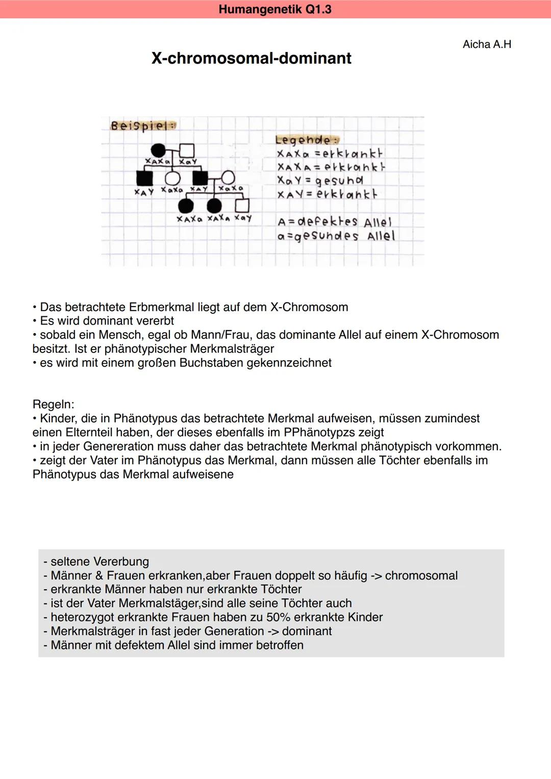 # Humangenetik Q1.3

Aicha A.H

Grundbegriffe der MENDEL- GENETIK: Gen, Allel, Genotyp, Phänotyp,
homozygot, heterozygot, dominant, rezessiv