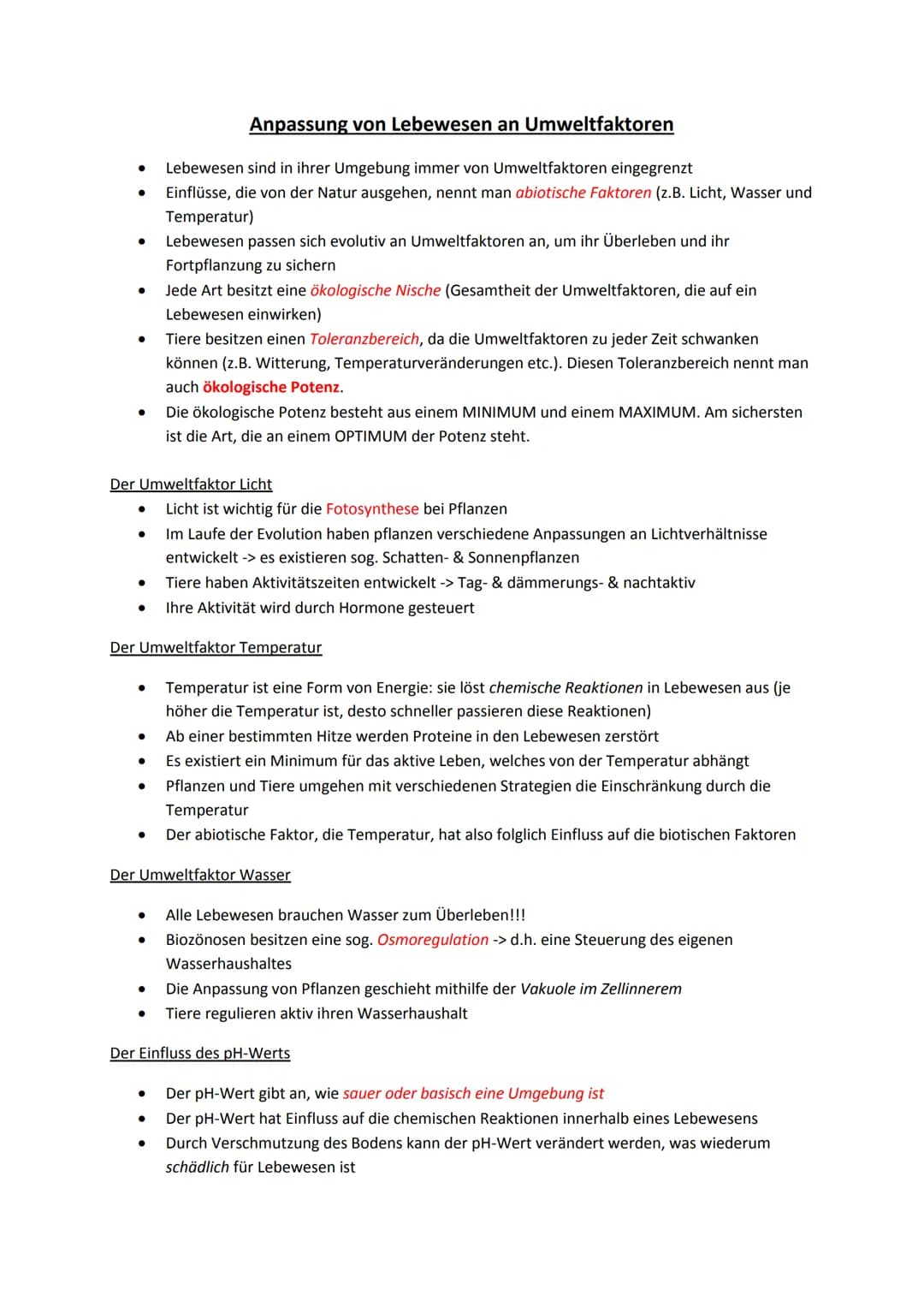 ●
●
●
●
Der Umweltfaktor Licht
●
●
●
●
Anpassung von Lebewesen an Umweltfaktoren
Lebewesen sind in ihrer Umgebung immer von Umweltfaktoren e