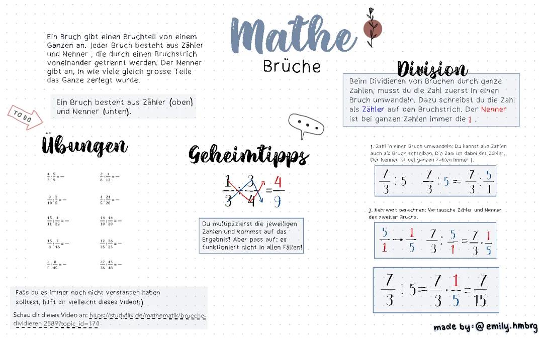 Mathe Brüche Division 