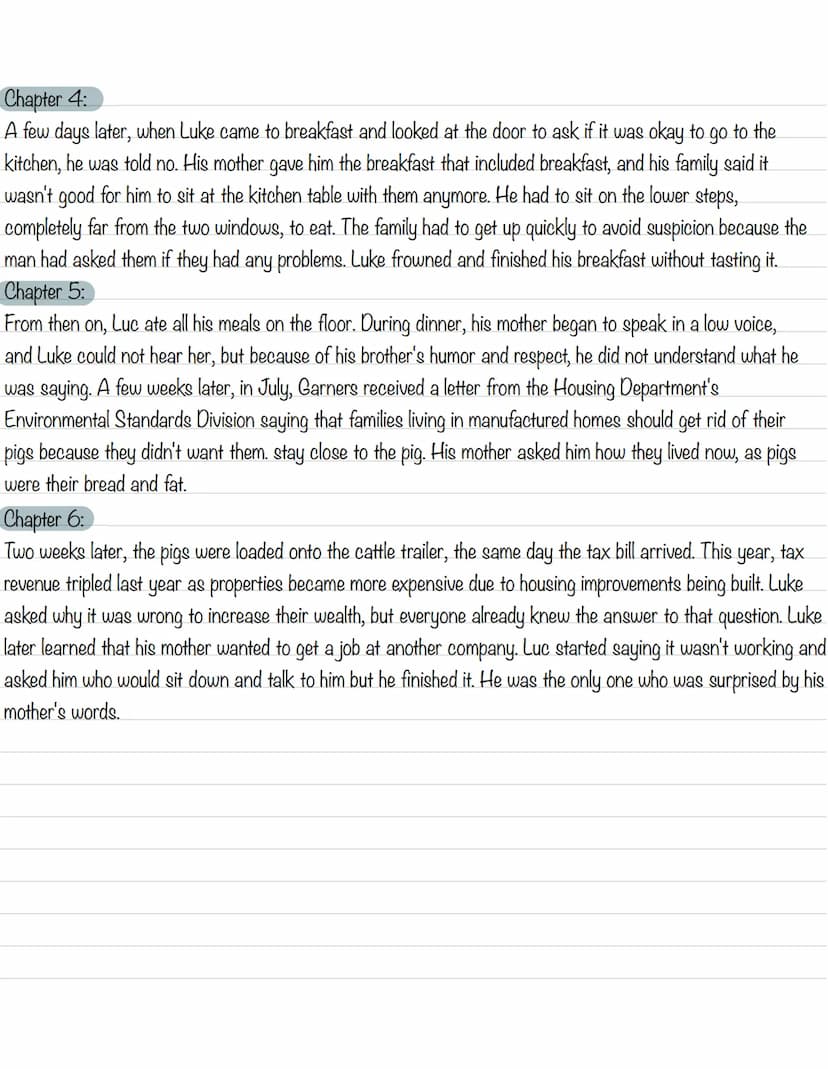 Among the hidden
Chapter 1:
Luke was outside when he heard his mother call him and followed her orders. While Mr. and Mrs. Garner
were havin