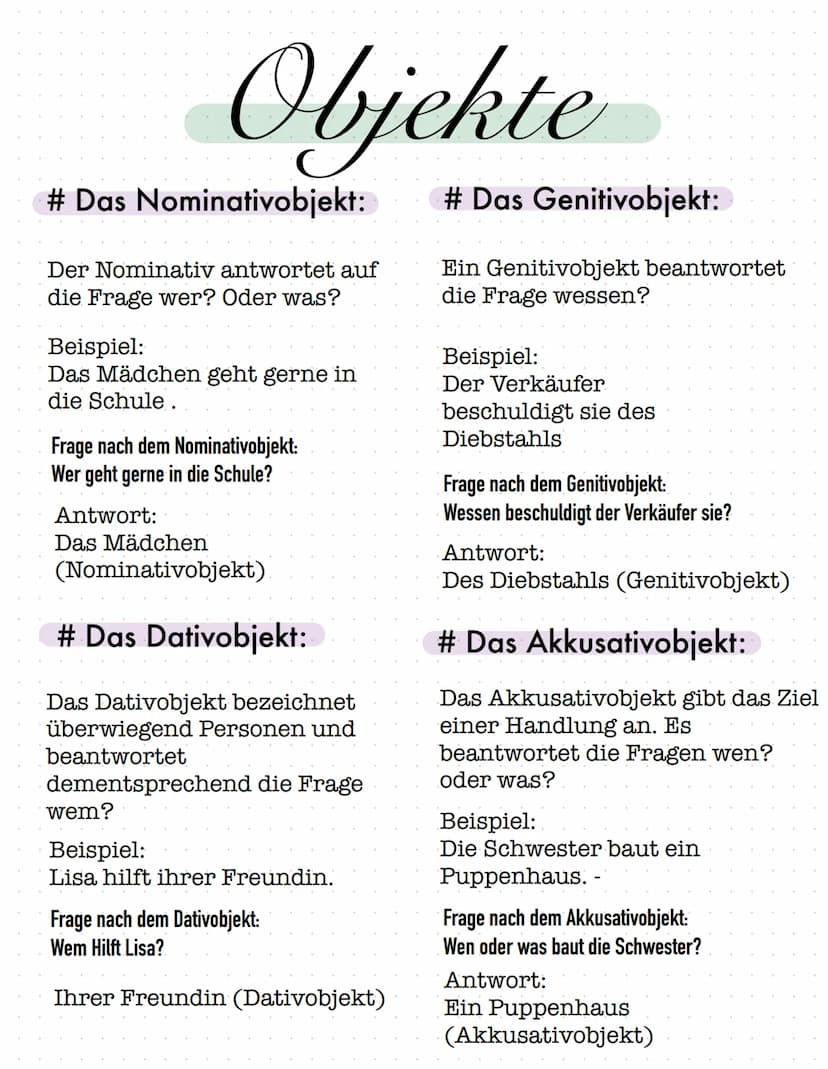 Satzglieder
Das Subjekt:
Satz:
Die Mutter ruft.
Frage nach dem
Subjekt:
Wer oder was ruft?
Antwort:
Die Mutter.
Das Objekt:
Satz:
Anna liest