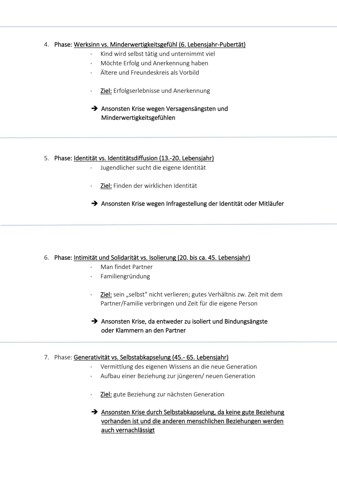 1. Phase:
DIE PSYCHOSOZIALE ENTWICKLUNG NACH ERIKSON
Vertrauen vs. Misstrauen (1.Lebensjahr)
Kennenlernen von Vertrauen und Misstrauen
Vertr