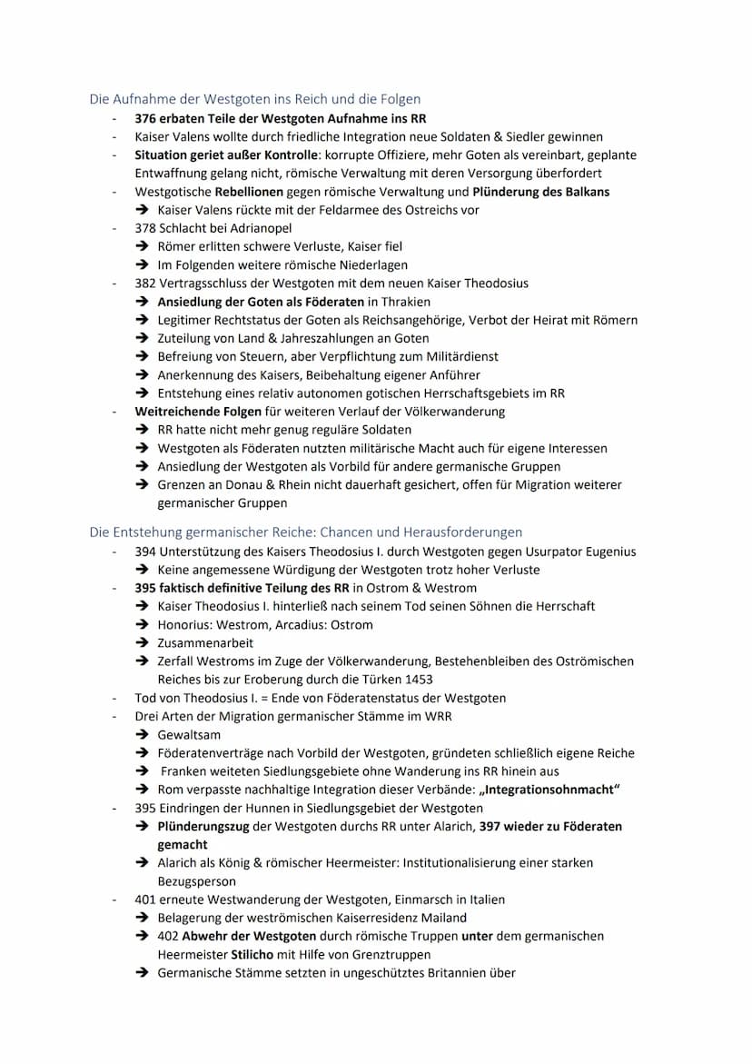 Die Völkerwanderung
Römer und Germanen: eine lange Beziehung
Erstes großes Zusammentreffen Anfang des 2. Jahrhunderts v. Chr.
→ Kimbern & Te