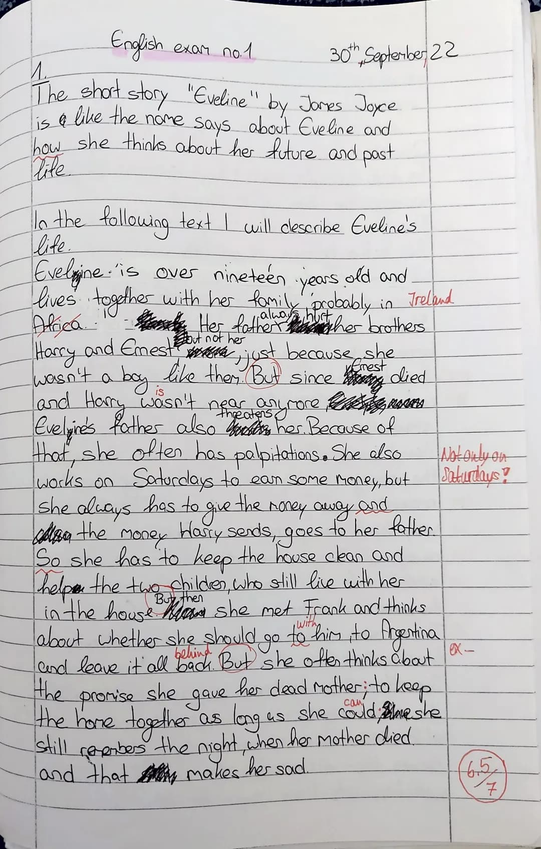 5
10
15
20
25
30
Ele12 (Bak)
Name: Cosina Ludwig
Test 1
30th September, 2022
Eveline
by James Joyce
In the following excerpt from the short 