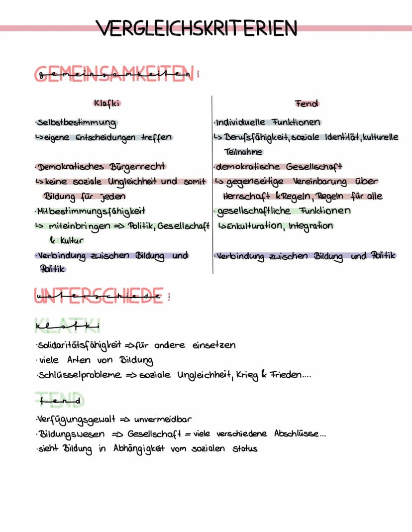 KLATKIS AUSARBEITUNG
Allgemeinbildung:
↳> Demokratisches Bürgerrecht:
L>Kern des Gemeinsamen :
L>viele Arten:
L> Entfaltung der Persönlichke