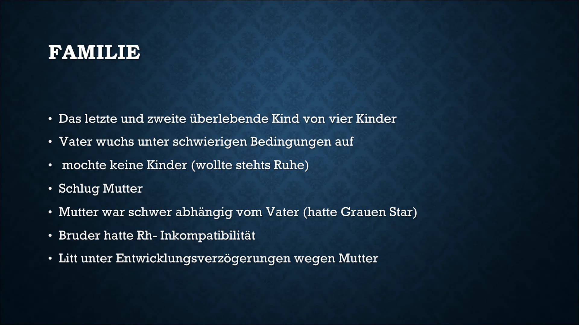 GENIE -
DAS WOLFSKIND
Von Lennon, Frederike, Alina und Kevin GLIEDERUNG
Allgemeine Informationen
Familie
Kindheit
Isolation
Rettung
Folgen d