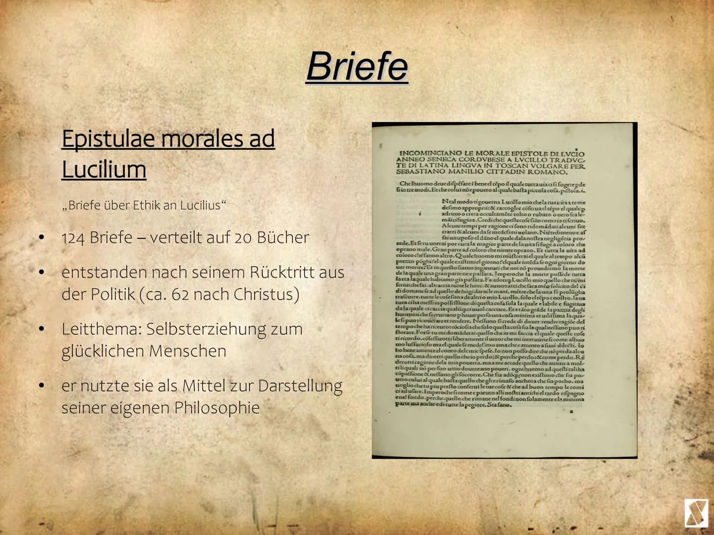 
<p>Die Werke von Seneca umfassen Dichtungen, Briefe, Dialoge, Reden, Epigramme und Tragödien.</p>
<h2 id="dichtungen">Dichtungen</h2>
<p>Se