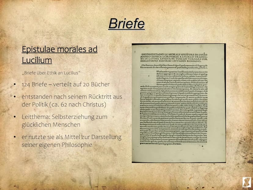 
<p>Die Werke von Seneca umfassen Dichtungen, Briefe, Dialoge, Reden, Epigramme und Tragödien.</p>
<h2 id="dichtungen">Dichtungen</h2>
<p>Se