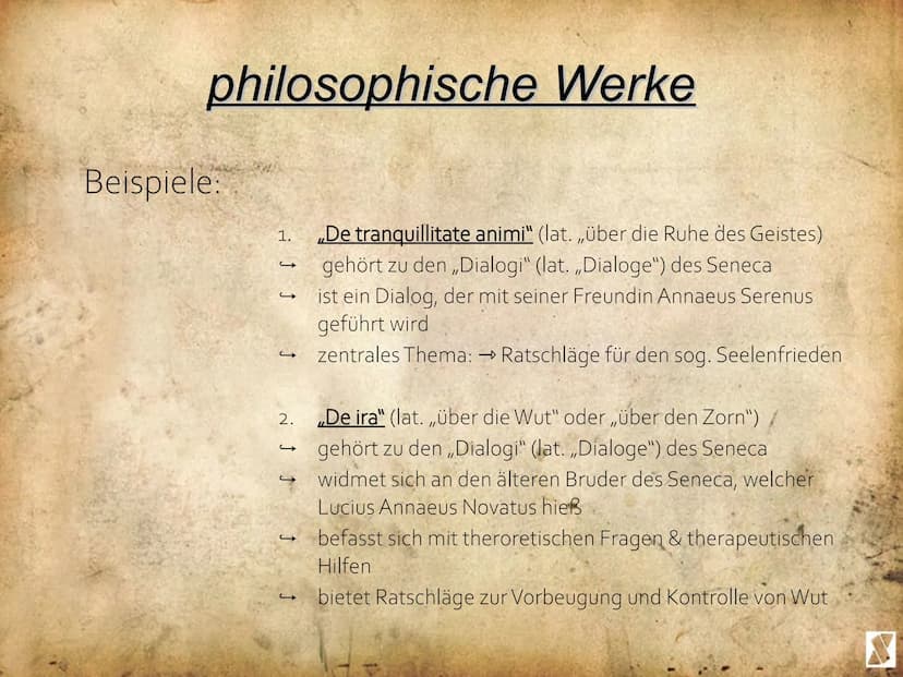 
<p>Die Werke von Seneca umfassen Dichtungen, Briefe, Dialoge, Reden, Epigramme und Tragödien.</p>
<h2 id="dichtungen">Dichtungen</h2>
<p>Se