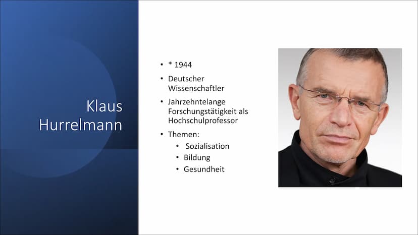 ,,Modell der produktiven
Realitätsverarbeitung" von
Hurrelmann
Eine Präsentation von Lilith Inhaltsverzeichnis
1.
Klaus Hurrelmann
2.
Jugend