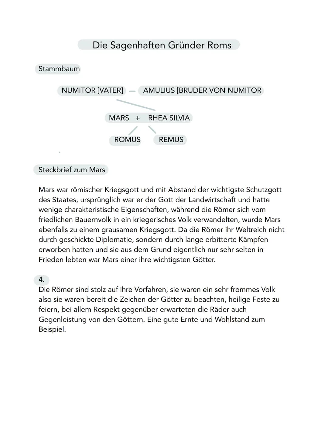 Stammbaum
Die Sagenhaften Gründer Roms
NUMITOR [VATER] AMULIUS [BRUDER VON NUMITOR
Steckbrief zum Mars
MARS + RHEA SILVIA
ROMUS
REMUS
Mars w