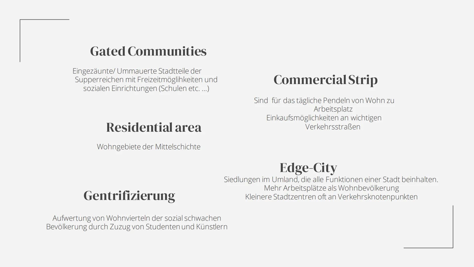 Nordamerikanische
Stadt
Viktoria 12/2
Erdkunde Inhaltsverzeichnis
04
Beispiele
01
Begriffe
05
Geschichte
02
Merkmale
06
Quellen
03
Aufbau de