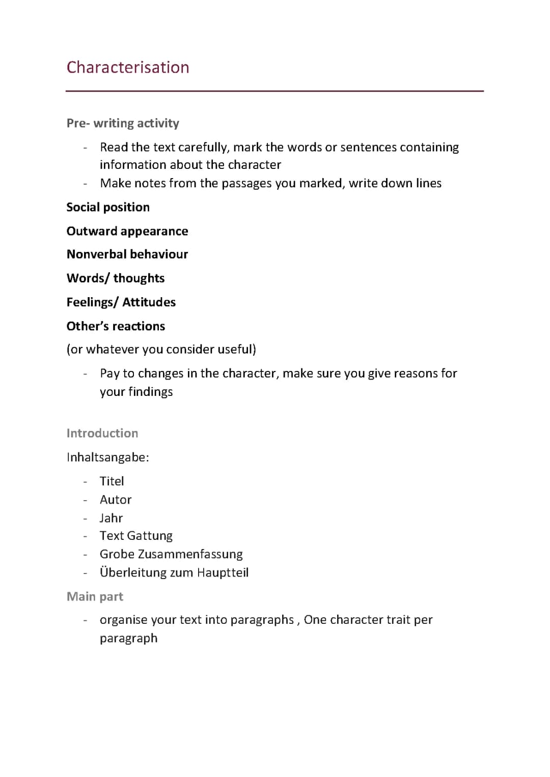 Your Guide to Characterization in English: Examples, Exercises, and Solutions
