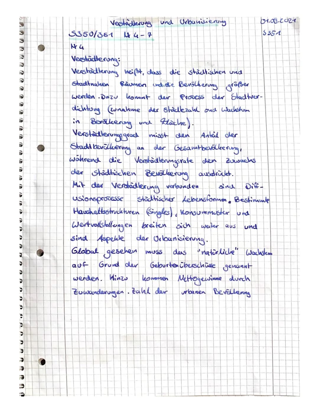 Verstadterung und Urbanisierung
44-7
5350/351
N 4
Verstädterung:
Verstädterung heißt, dass die städtischen und
Stadtnahen
Raumen und die Bev